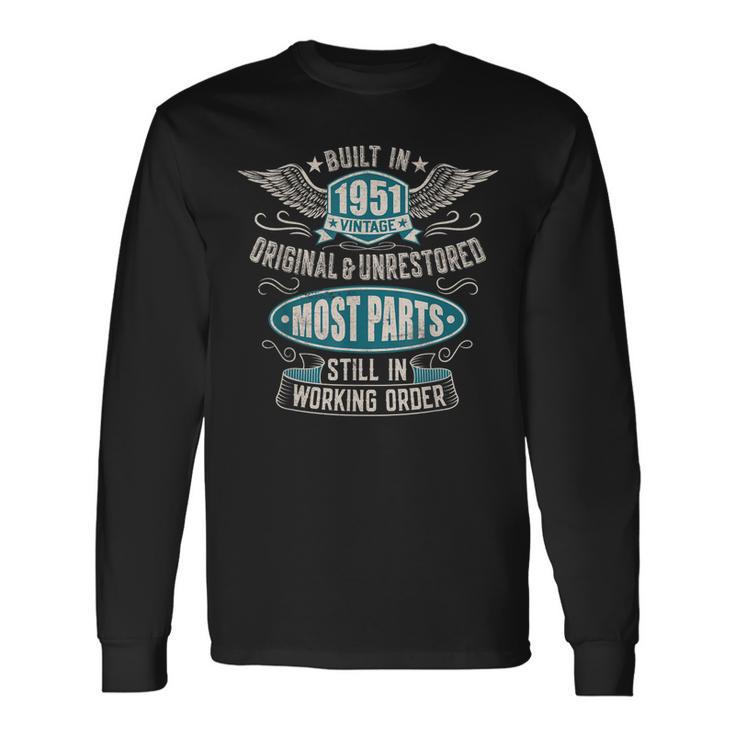 Vintage Birthday Born In 1951 Built In The 50S Men Women Long Sleeve T-Shirt T-shirt Graphic Print