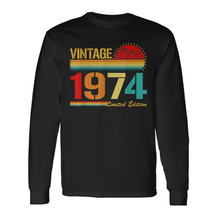 Vintage Born In 1974 Birthday Year Party Wedding Anniversary Long Sleeve T-Shirt Gifts ideas