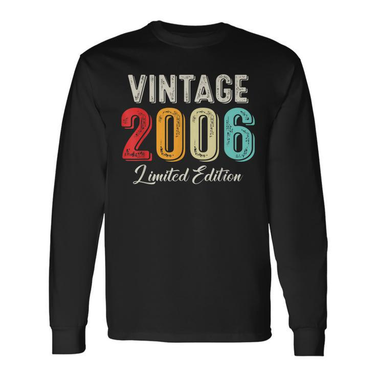 Vintage Born In 2006 Birthday Year Party Wedding Anniversary Long Sleeve T-Shirt Gifts ideas