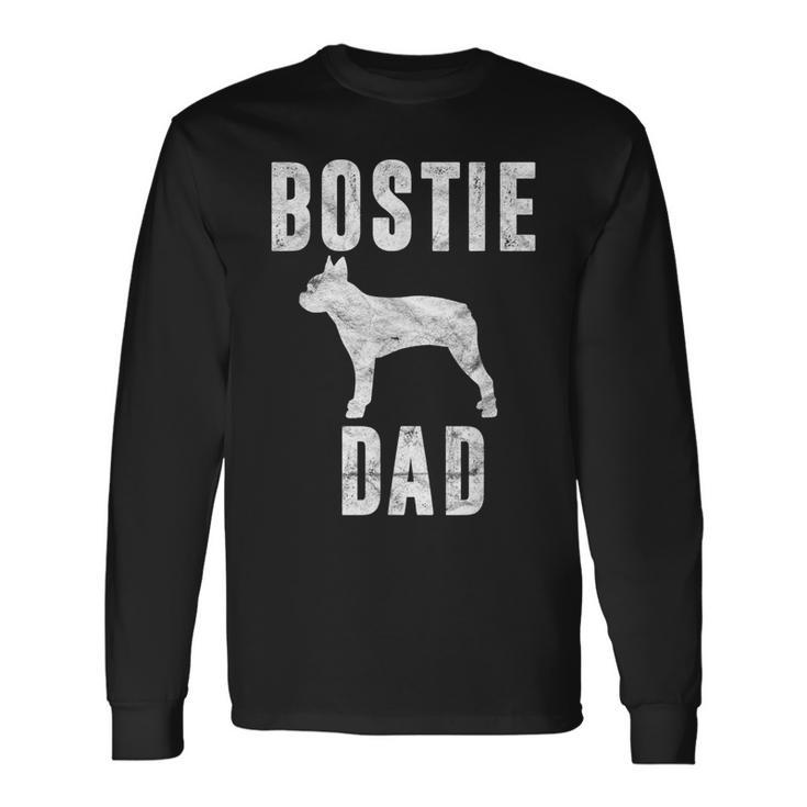 Vintage Boston Terrier Dad Dog Daddy Bostie Father Long Sleeve T-Shirt