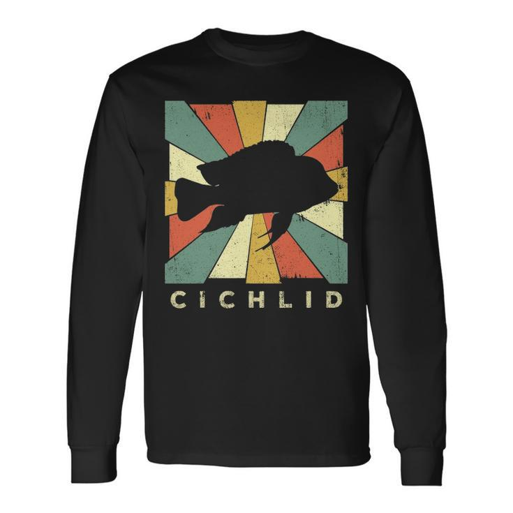 Vintage Cichlid Fish Lover Retro Style Animal Long Sleeve T-Shirt