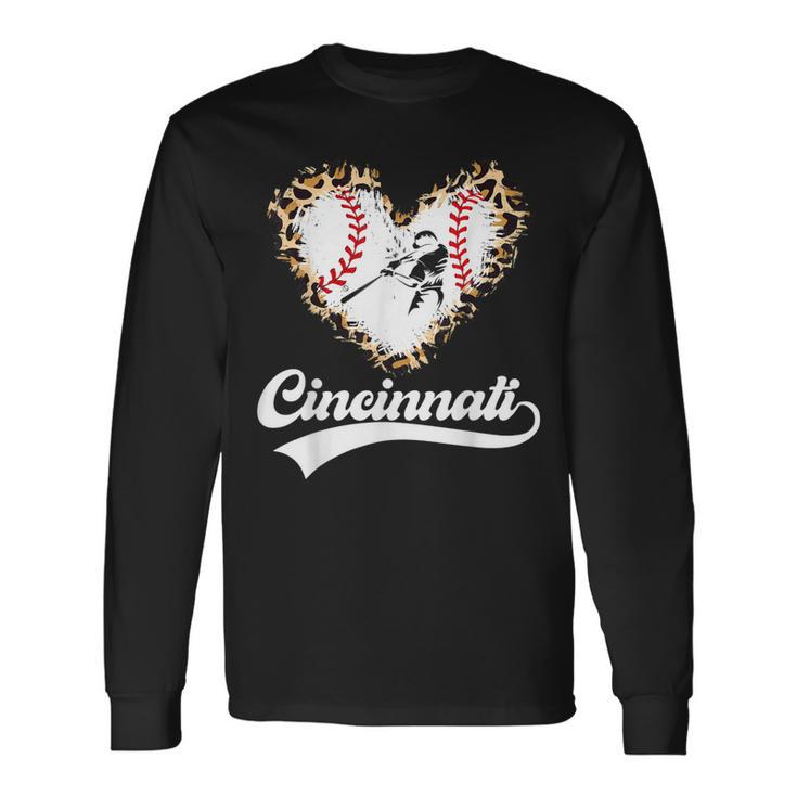Vintage Cincinnati City Baseball Lovers Baseball Fans Long Sleeve T-Shirt
