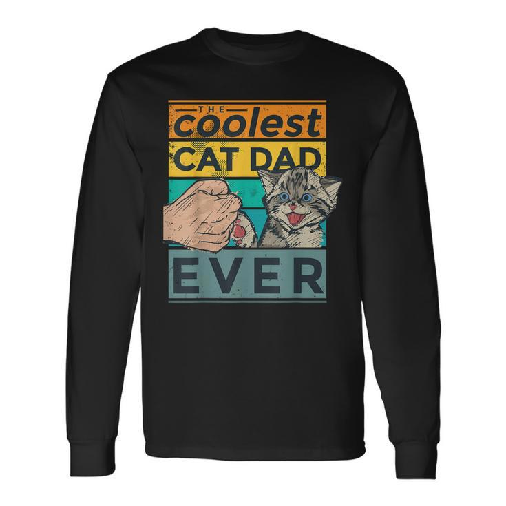 Vintage The Coolest Cat Dad Ever Dad Jokes Long Sleeve T-Shirt