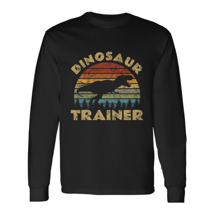 Vintage Dinosaur Trainer Halloween Costume Retro Sunset Dino Cool Long Sleeve T-Shirt