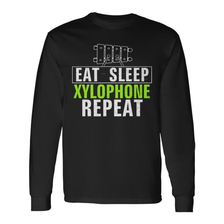 Vintage Eat Sleep Xylophone Repeat Music Orchestra Long Sleeve T-Shirt