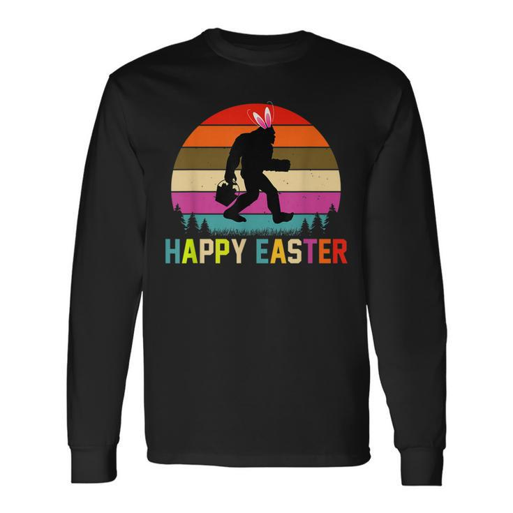 Vintage Happy Easter Monkey Gorilla Happy Easter 2023 Long Sleeve T-Shirt