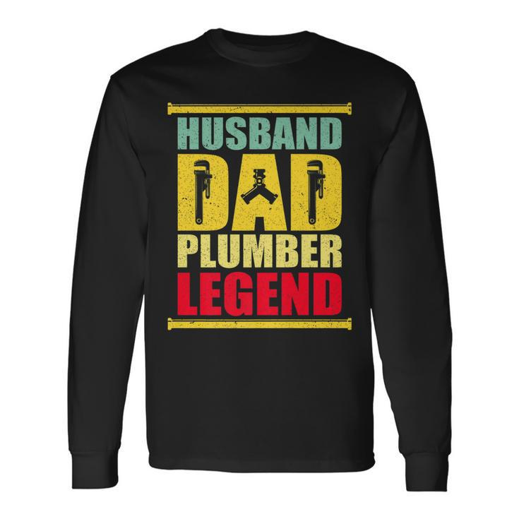 Vintage Husband Dad Plumber Legend Long Sleeve T-Shirt