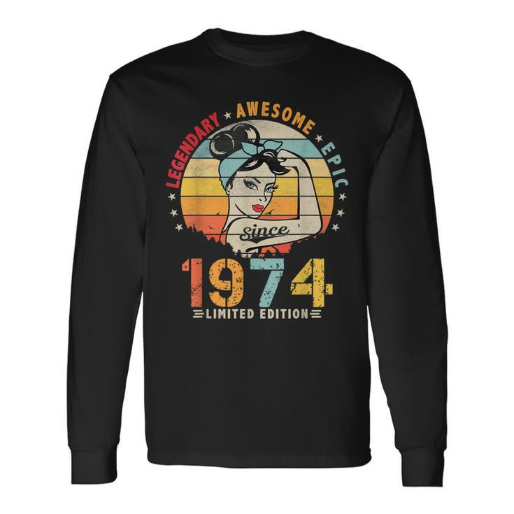 Vintage Legendary Awesome Epic Since 1974 Retro Birthday Long Sleeve T-Shirt