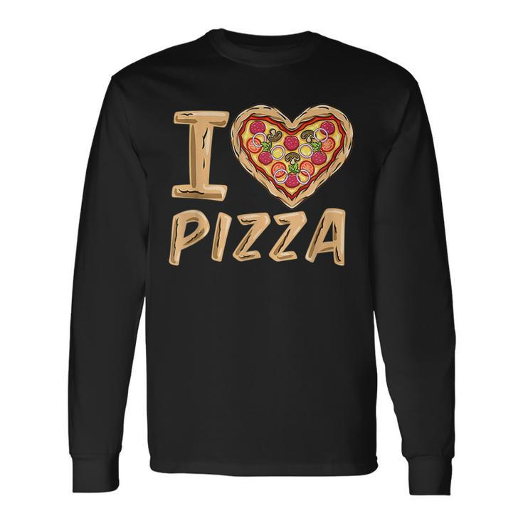 Vintage I Love Pizza Love Eating Pizza Heart Shaped Pizza Long Sleeve T-Shirt