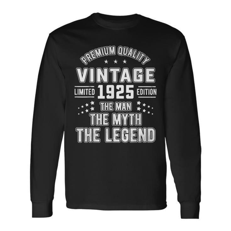 Vintage The Man Myth Legend 1925 97Th Birthday 97 Years Old Long Sleeve T-Shirt