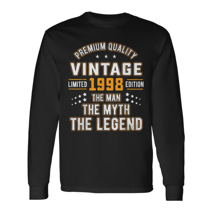 Vintage The Man Myth Legend 1998 24Th Birthday 24 Years Old Long Sleeve T-Shirt