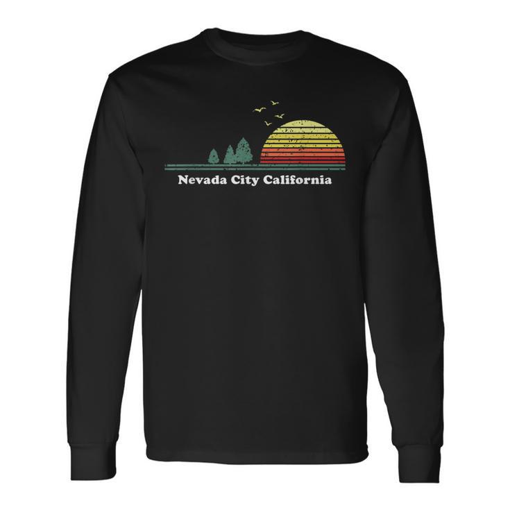 Vintage Nevada City California Sunset Souvenir Print Long Sleeve T-Shirt