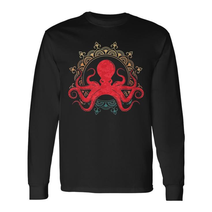 Vintage Octopus Print Retro Octopi Retro Octopus Long Sleeve T-Shirt Gifts ideas