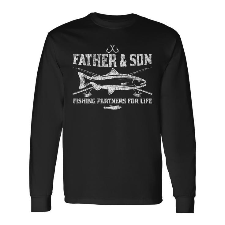 Vintage Partner For Life Father Son Dad Kid Matching Fishing V2 Long Sleeve T-Shirt