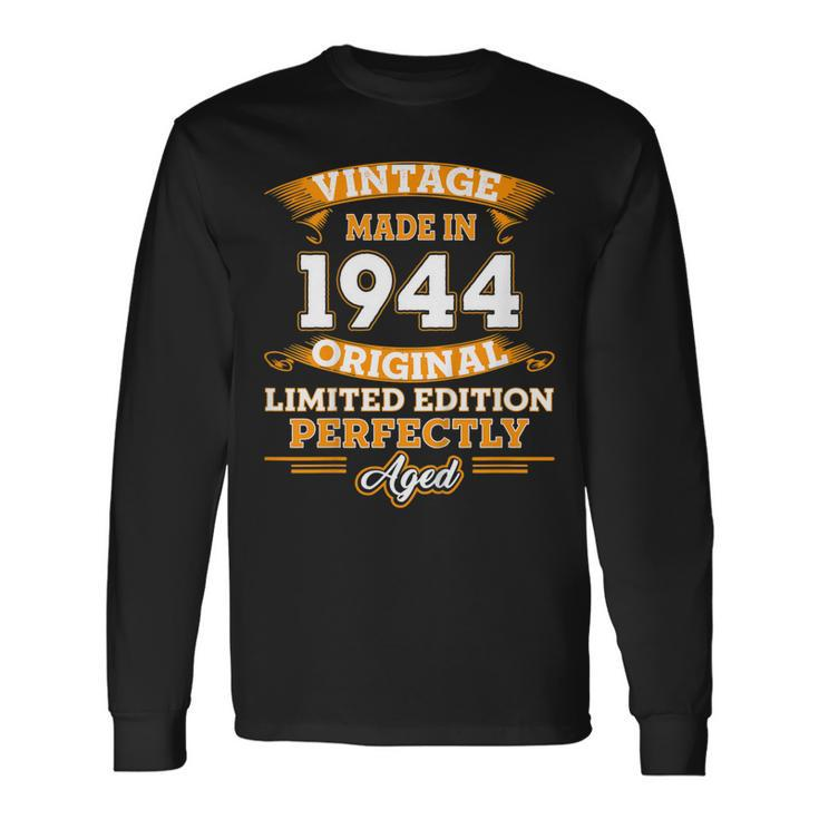 Vintage Perfectly Aged 1944 75Th Years Old 75 Birthday Shirt Long Sleeve T-Shirt