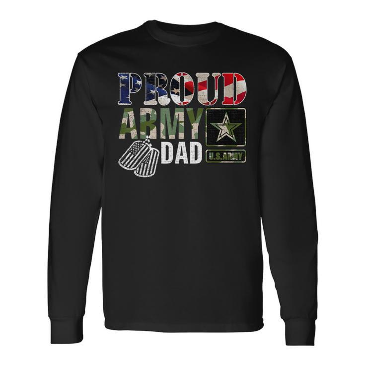 Vintage Proud Army Dad Camo With American Flag Long Sleeve T-Shirt