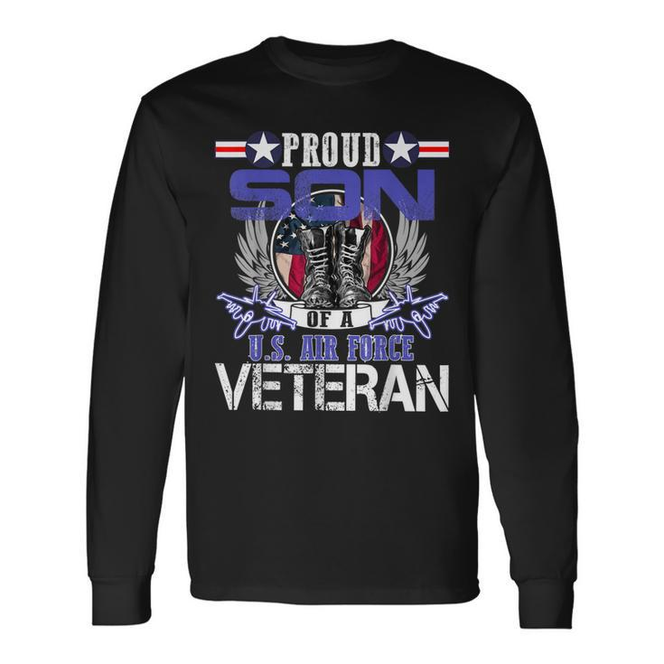 Vintage Proud Son Of A US Air Force Veteran Mom Dad Long Sleeve T-Shirt