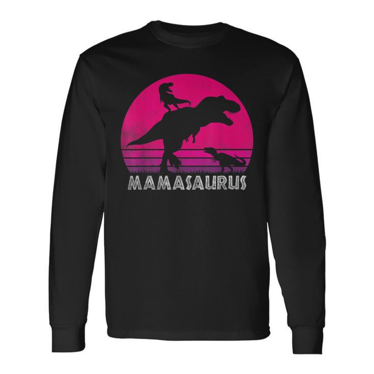 Vintage Retro 2 Mamasaurus Sunset For Mother Long Sleeve T-Shirt