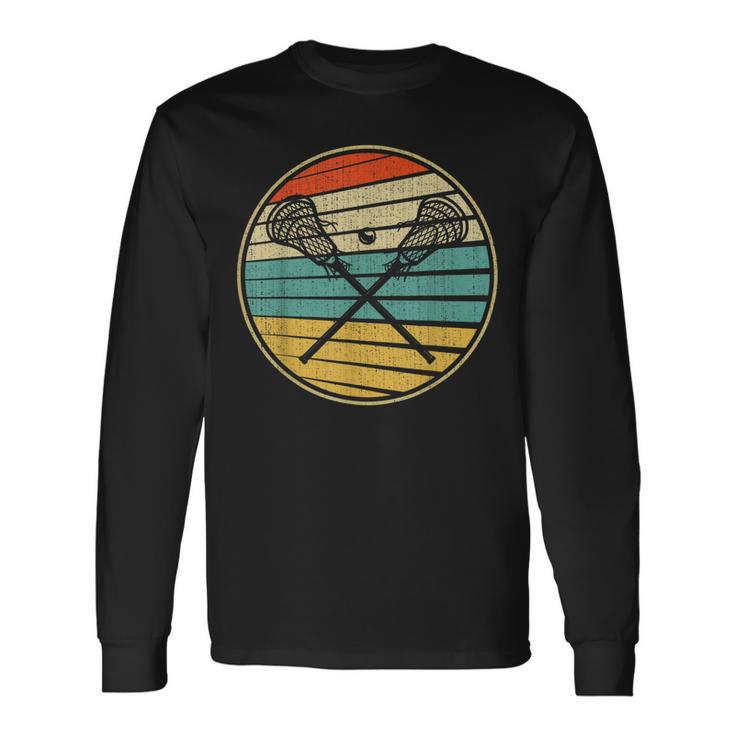 Vintage Retro 60S 70S Style Lacrosse Stick Player Lover Long Sleeve T-Shirt