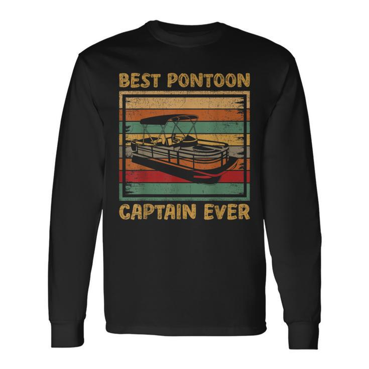 Vintage Retro Best Pontoon Captain Ever Long Sleeve T-Shirt