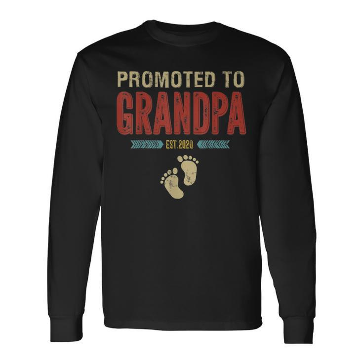 Vintage Retro Promoted To Grandpa Est 2021 Fathers Day Long Sleeve T-Shirt