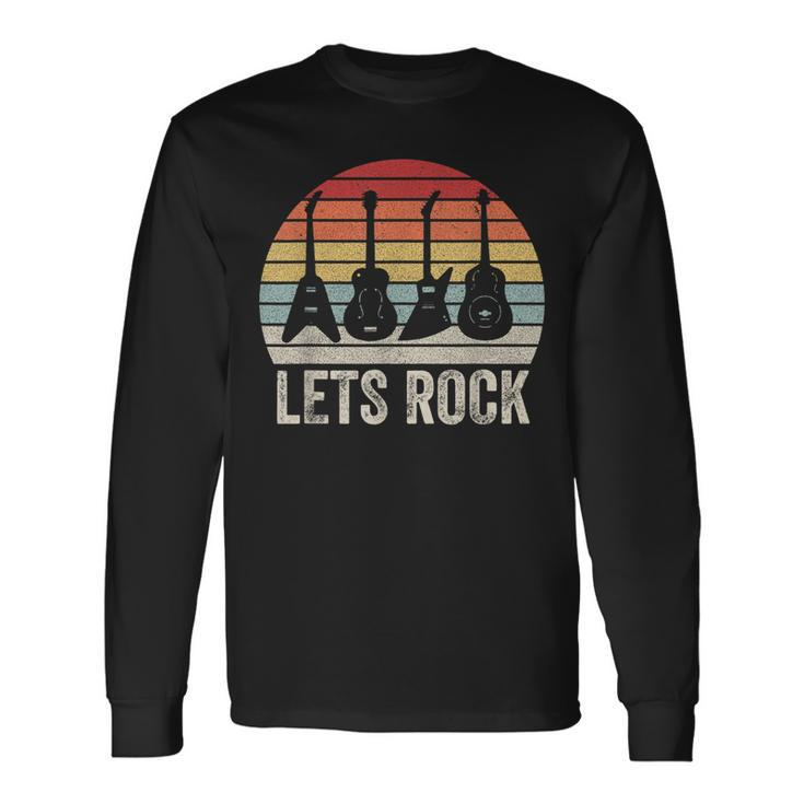 Vintage Retro Lets Rock Rock And Roll Guitar Music Long Sleeve T-Shirt T-Shirt