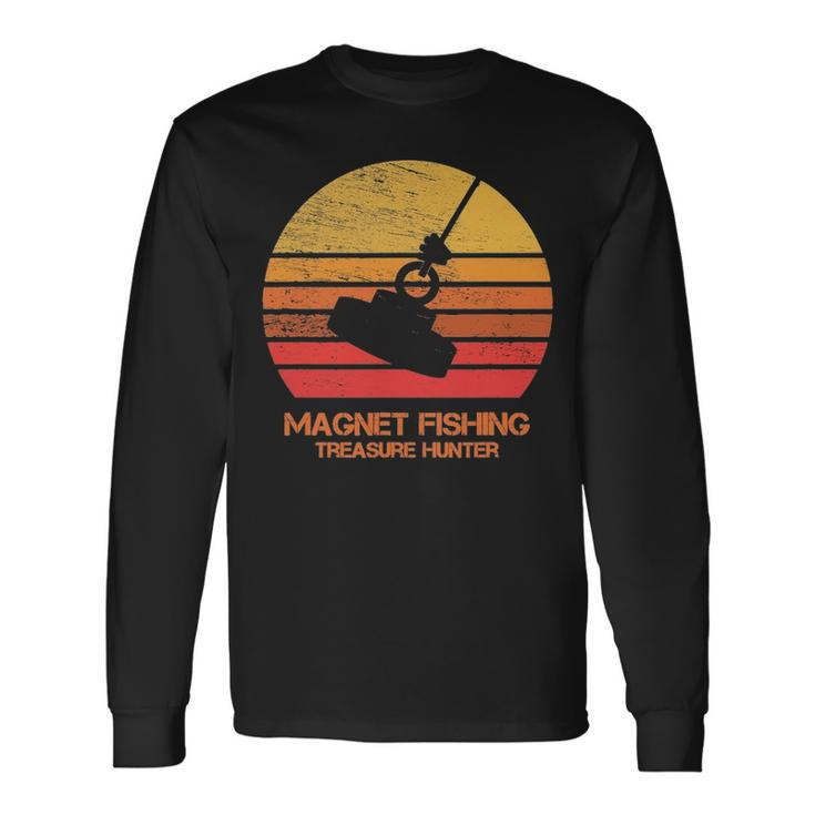Vintage Retro Sunset Magnet Fishing Long Sleeve T-Shirt