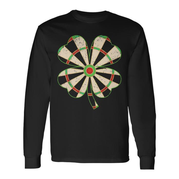 Vintage Shamrock Leaf Lucky Darts St Patricks Day Long Sleeve T-Shirt Gifts ideas