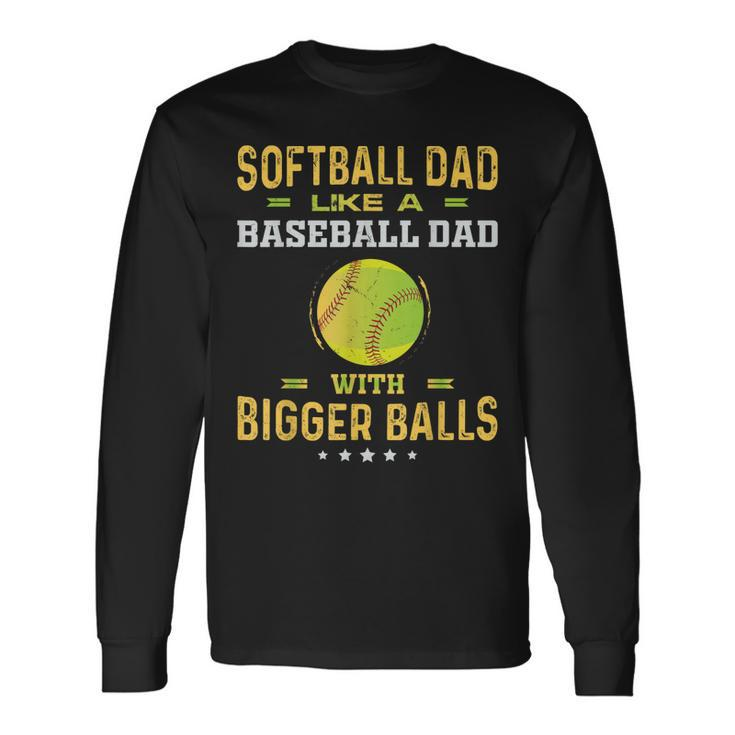 Vintage Softball Dad Softball Fan Long Sleeve T-Shirt