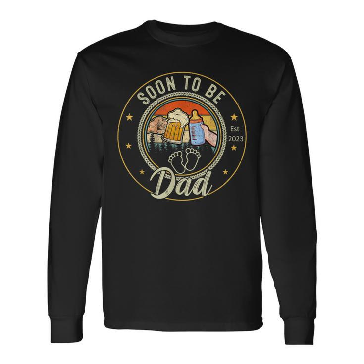 Vintage Soon To Be Dad Est2023 Fathers Day New Dad Long Sleeve T-Shirt