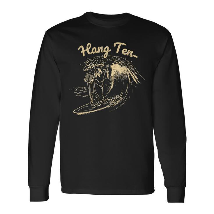 Vintage Surfing Moses Hang Ten Long Sleeve T-Shirt