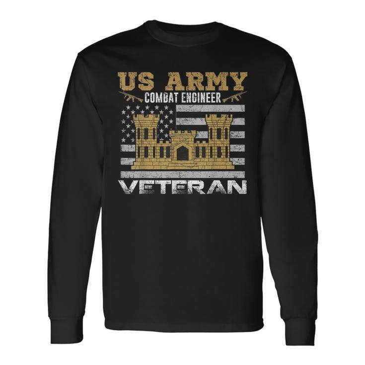 Vintage Us Army Combat Engineer Combat Engineer Veteran Gift  Men Women Long Sleeve T-shirt Graphic Print Unisex