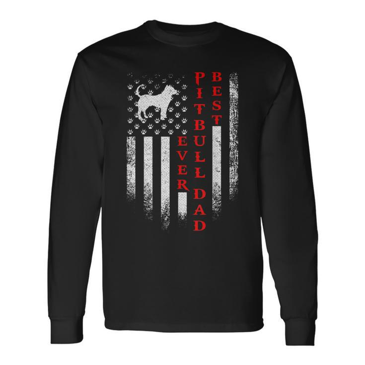 Vintage Usa American Flag Best Pit Bull Pitbull Dog Dad Ever Long Sleeve T-Shirt T-Shirt Gifts ideas