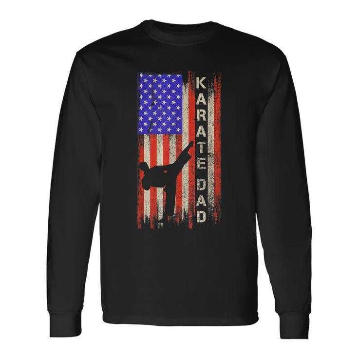 Vintage Usa American Flag Karate Dad Karateka Silhouette Long Sleeve T-Shirt Gifts ideas