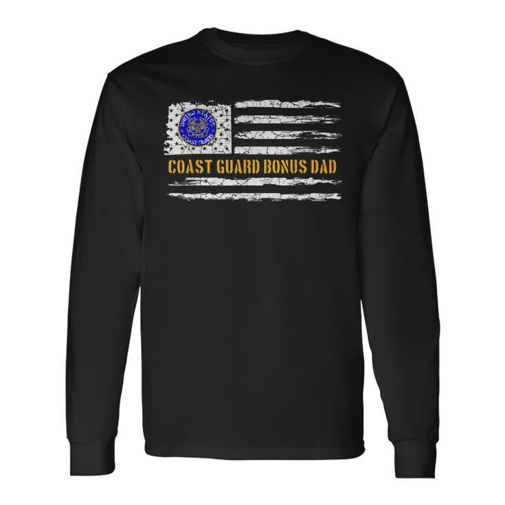Vintage Usa American Flag Proud Us Coast Guard Bonus Dad Long Sleeve T-Shirt