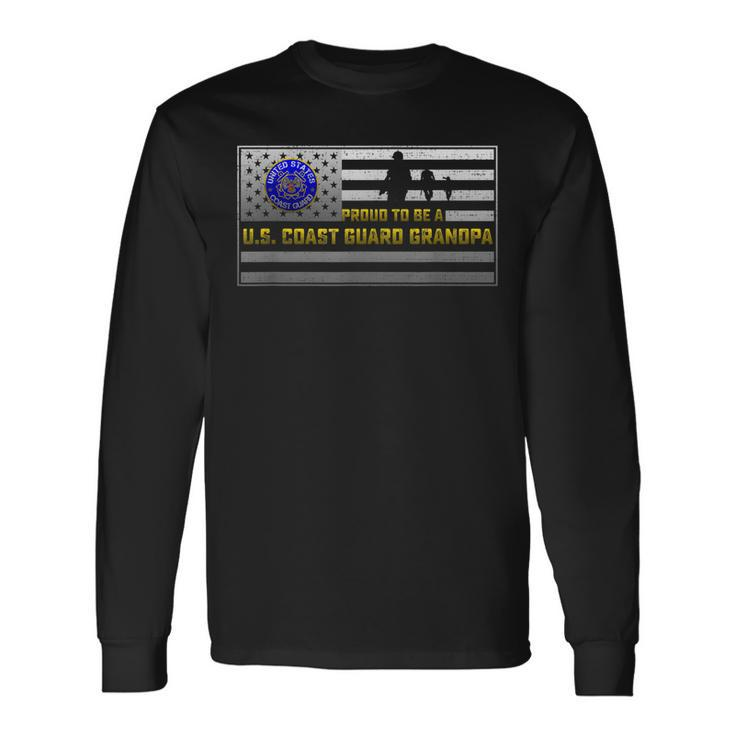Vintage Usa Flag Proud To Be A Us Coast Guard Grandpa Long Sleeve T-Shirt