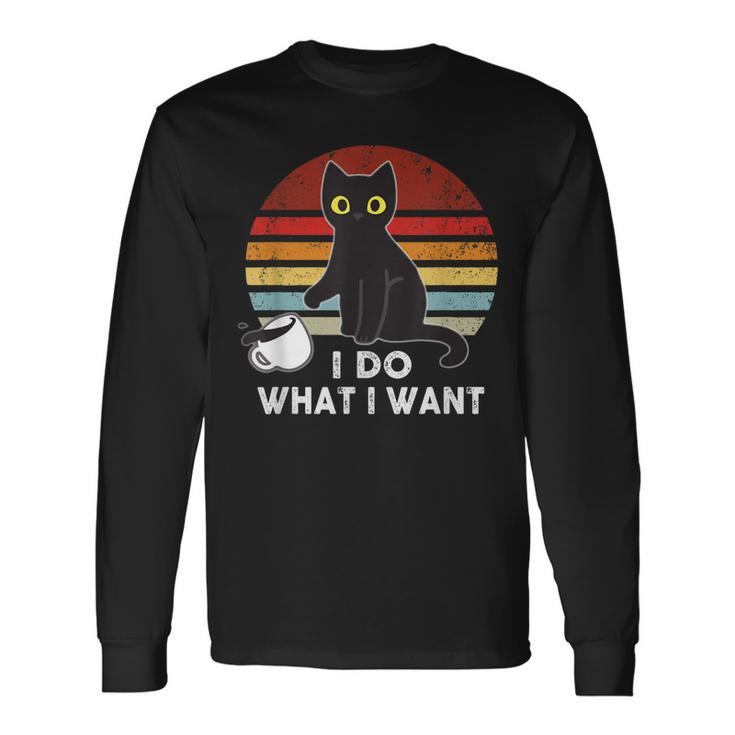 Vintage I Do What I Want Cat Love-R Dad Mom Boy Girl Long Sleeve T-Shirt