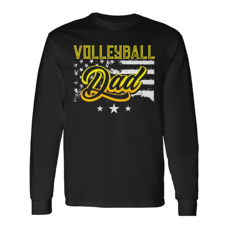 Volleyball Dad American Flag Unisex Long Sleeve