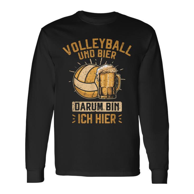 Volleyball Und Bier Darum Bin Ich Hier Volleyballer Lustig Langarmshirts Geschenkideen