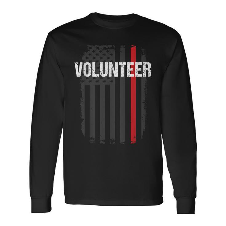 Volunr Fire Fighter Thin Red Line Flag Long Sleeve T-Shirt