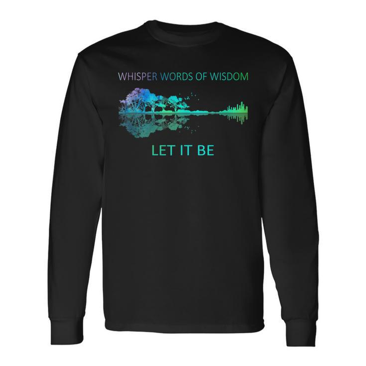 Watercolor Tree Sky There Will Be An Answer Let-It Be Guitar Long Sleeve T-Shirt