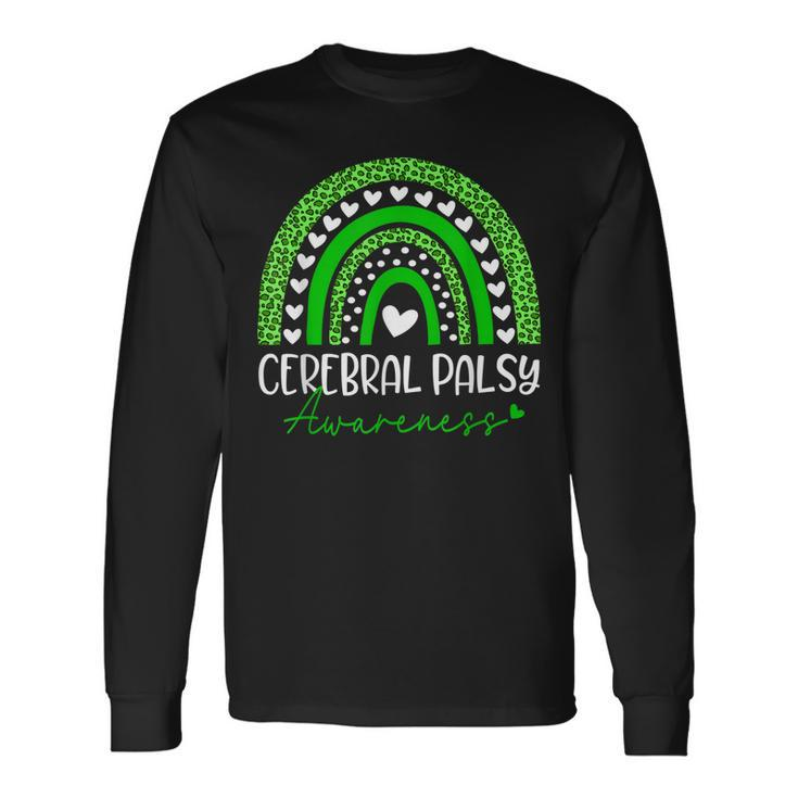 We Wear Green Cerebral Palsy Cp Awareness Rainbow Leopard Long Sleeve T-Shirt T-Shirt