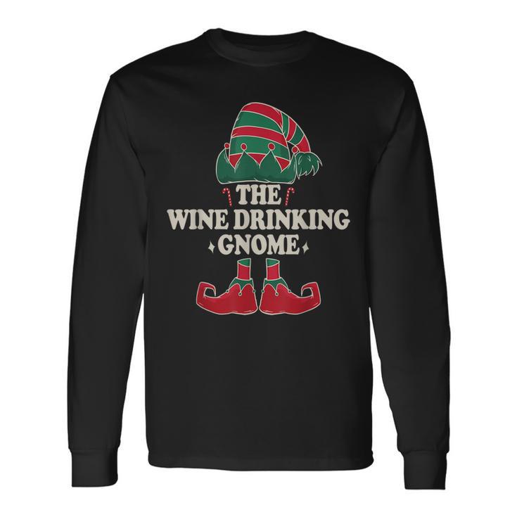 Weintrinkender Gnom Herren Langarmshirts, Lustiges Motiv für Weinliebhaber Geschenkideen