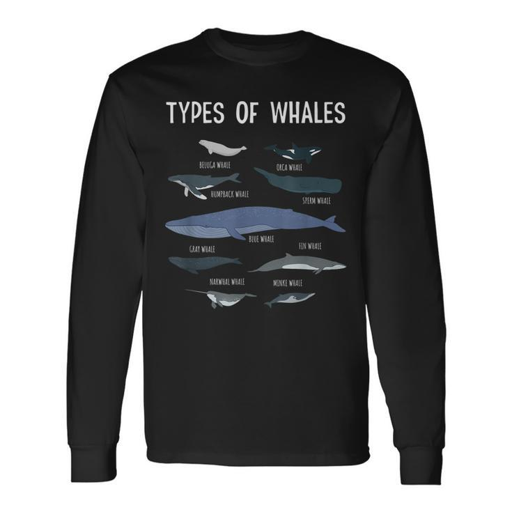 Whale Lover Whale Lover Types Of Whales Long Sleeve T-Shirt