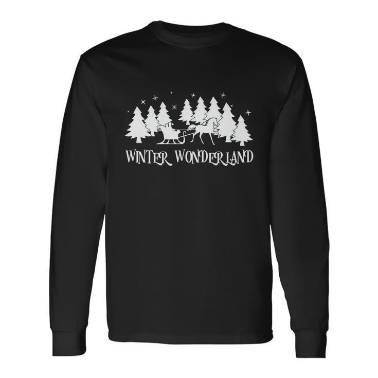 Winter Wonderland Reindeer Car Christmas Tree Pajama Xmas Long Sleeve T-Shirt