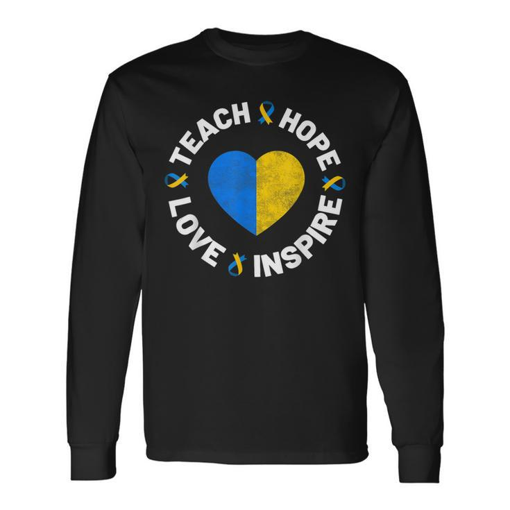World Down Syndrome Day Awareness Ribbon Teach Hope Love T21 Long Sleeve T-Shirt T-Shirt
