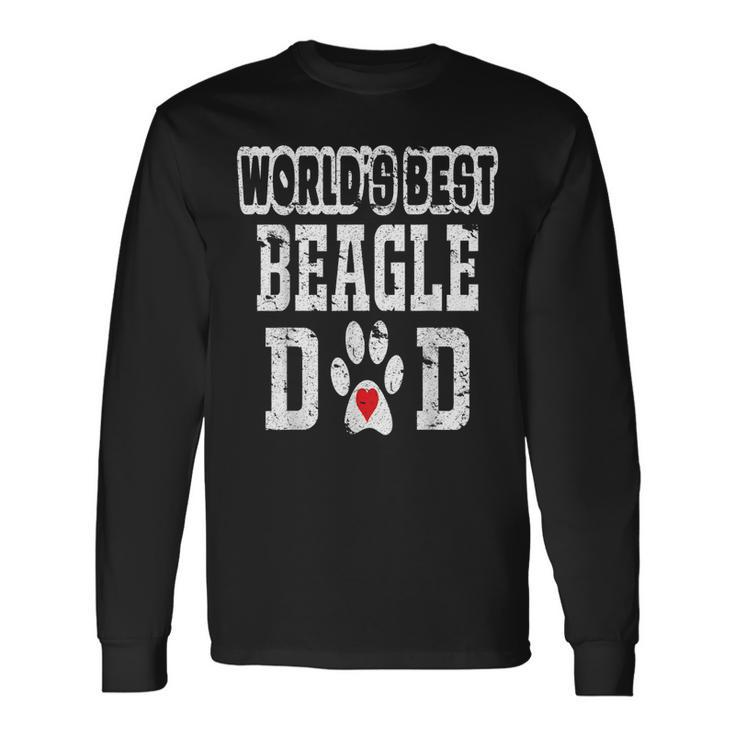 Worlds Best Beagle Dad Dog Lover Distressed Long Sleeve T-Shirt T-Shirt