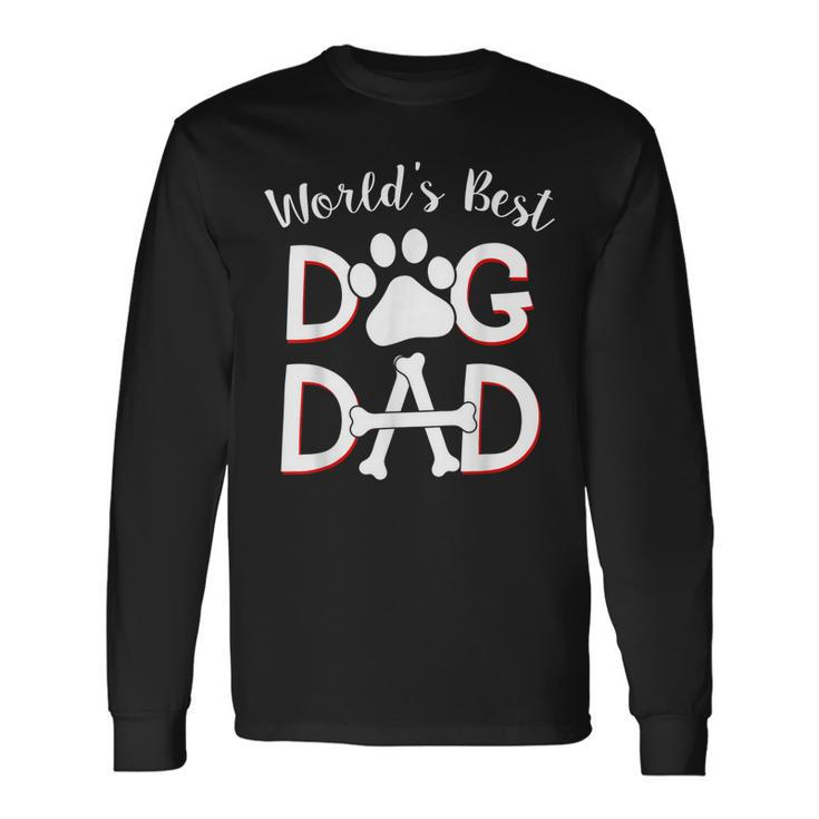 Worlds Best Dog Dad Dog Owner Paw Print Long Sleeve T-Shirt T-Shirt
