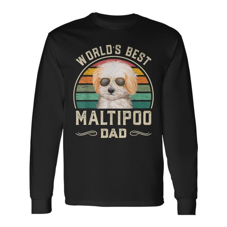 Worlds Best Maltipoo Dad Vintage Dog Dad Long Sleeve T-Shirt Gifts ideas