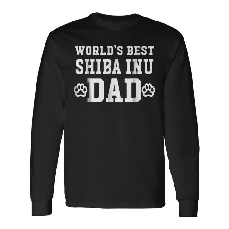Worlds Best Shiba Inu Dad Dog Lover Pawprint Long Sleeve T-Shirt T-Shirt
